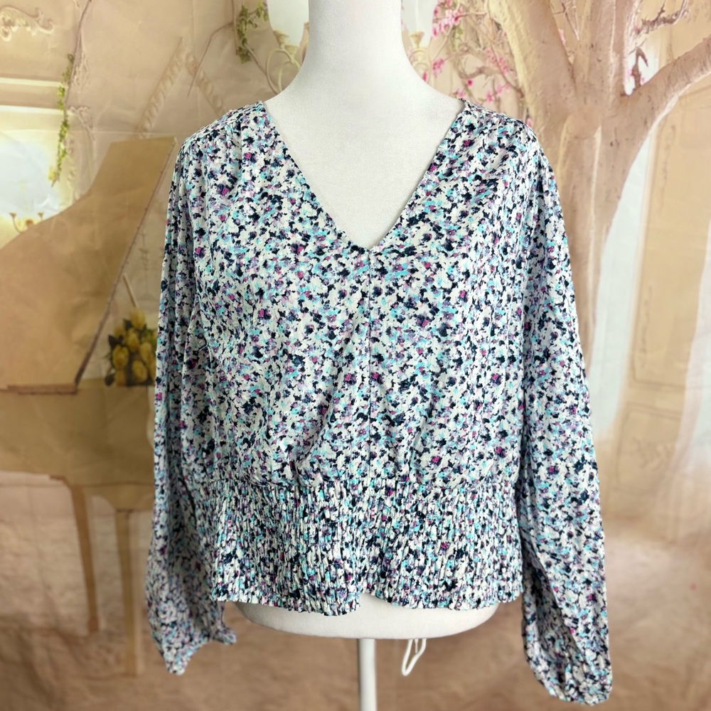 Lane Bryant Blue and Purple Long Sleeve Blouse